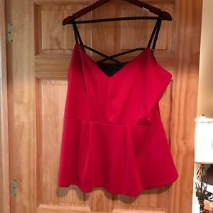 City Chic Red Peplum Top